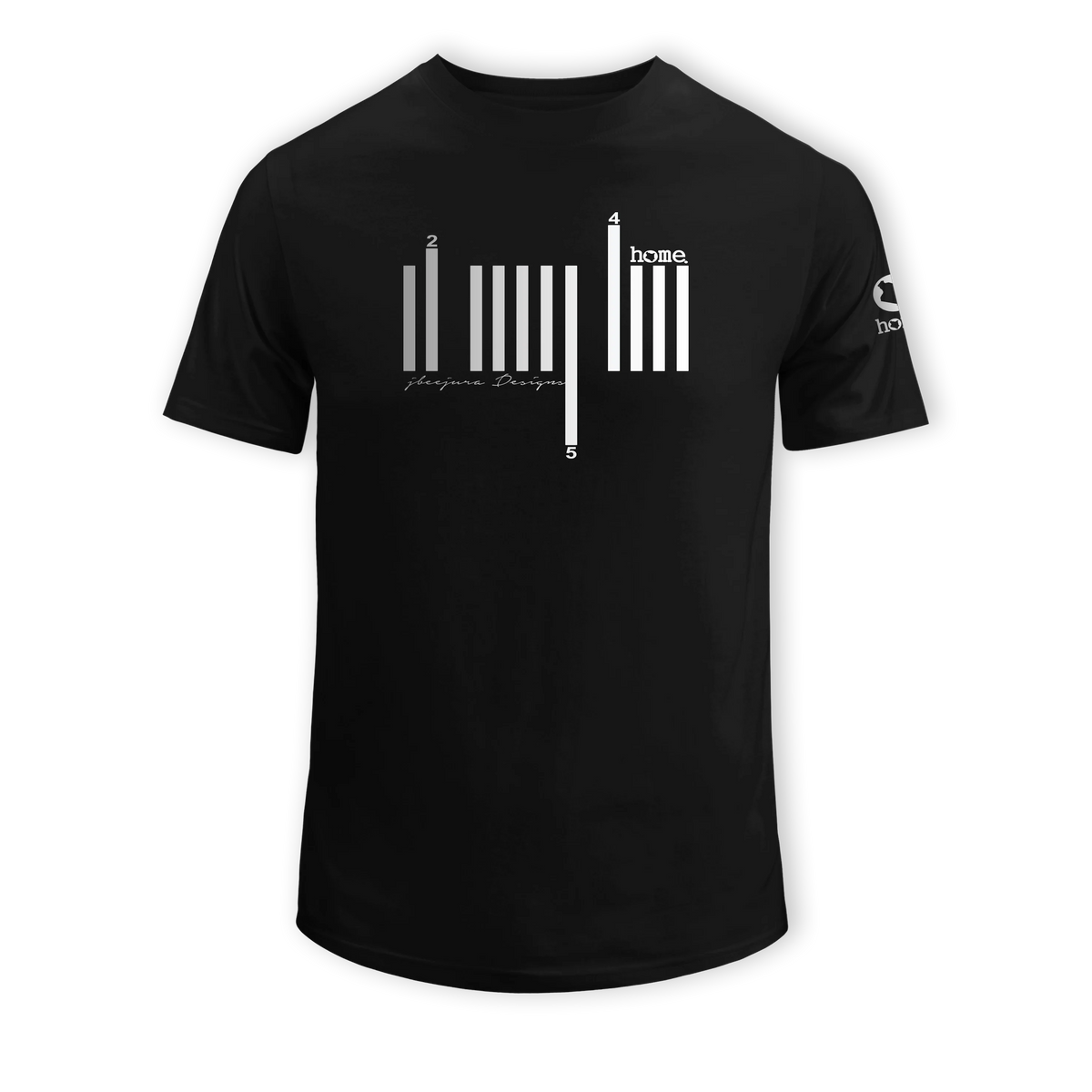 home_254 SHORT-SLEEVED BLACK T-SHIRT WITH A SILVER BARS PRINT – COTTON PLUS FABRIC
