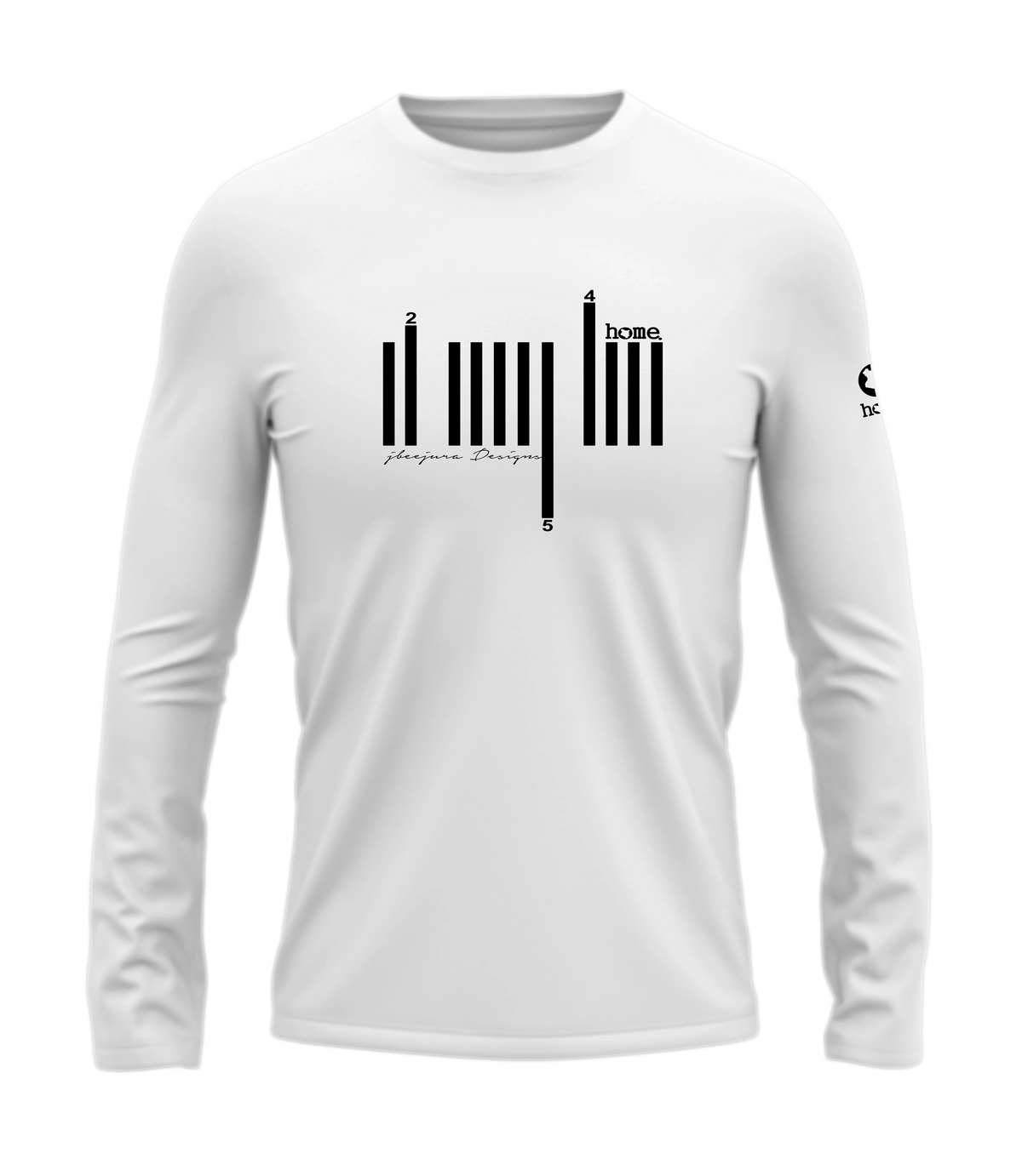 home_254 LONG-SLEEVED WHITE T-SHIRT WITH A BLACK BARS PRINT – COTTON PLUS FABRIC