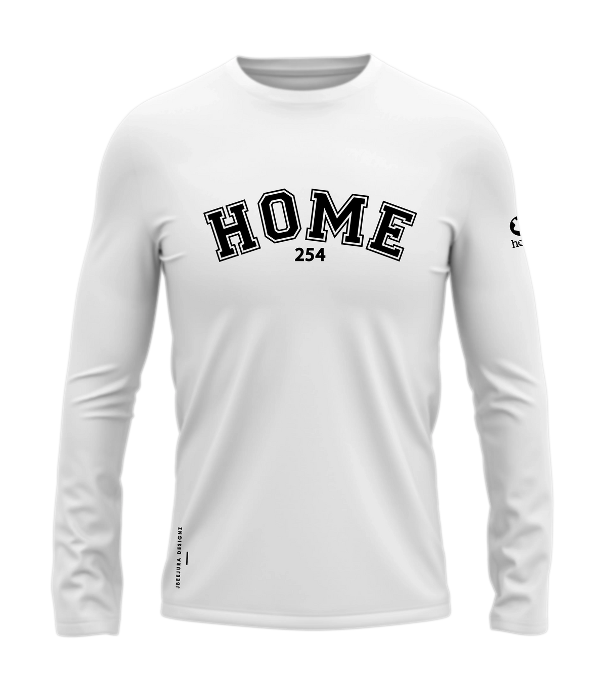  home_254 LONG-SLEEVED WHITE T-SHIRT WITH A BLACK COLLEGE PRINT – COTTON PLUS FABRIC