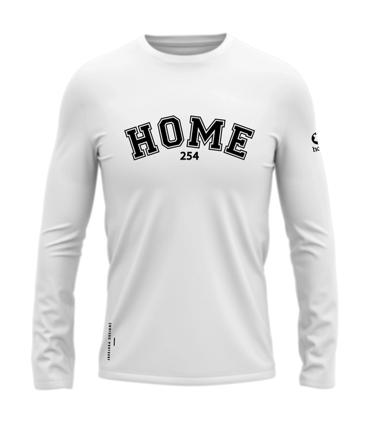  home_254 LONG-SLEEVED WHITE T-SHIRT WITH A BLACK COLLEGE PRINT – COTTON PLUS FABRIC