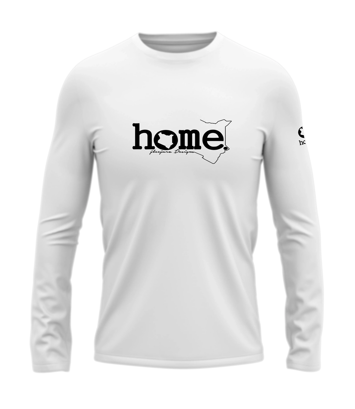 home_254 LONG-SLEEVED WHITE T-SHIRT WITH A BLACK CLASSIC WORDS PRINT – COTTON PLUS FABRIC
