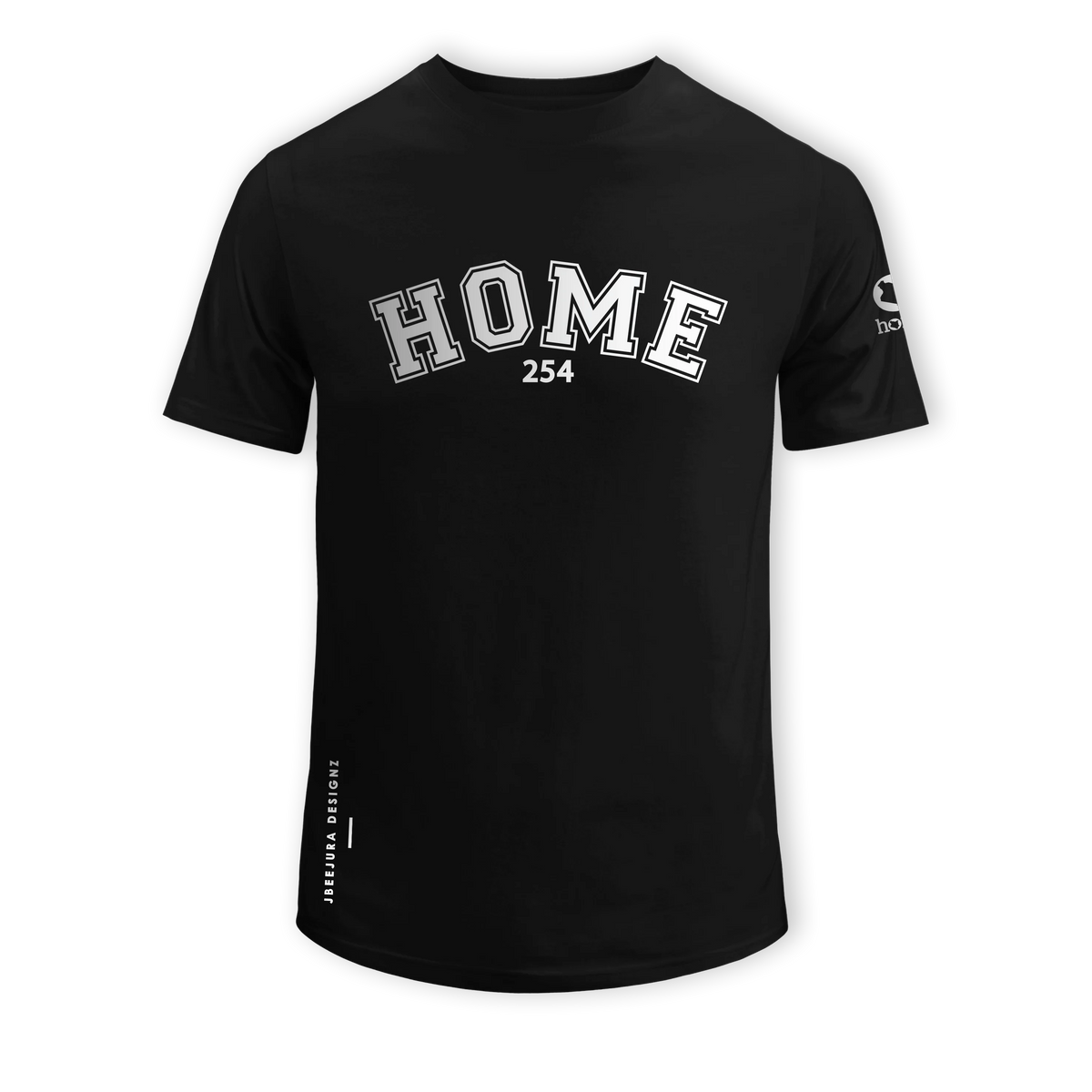 home_254 SHORT-SLEEVED BLACK T-SHIRT WITH A SILVER COLLEGE PRINT – COTTON PLUS FABRIC