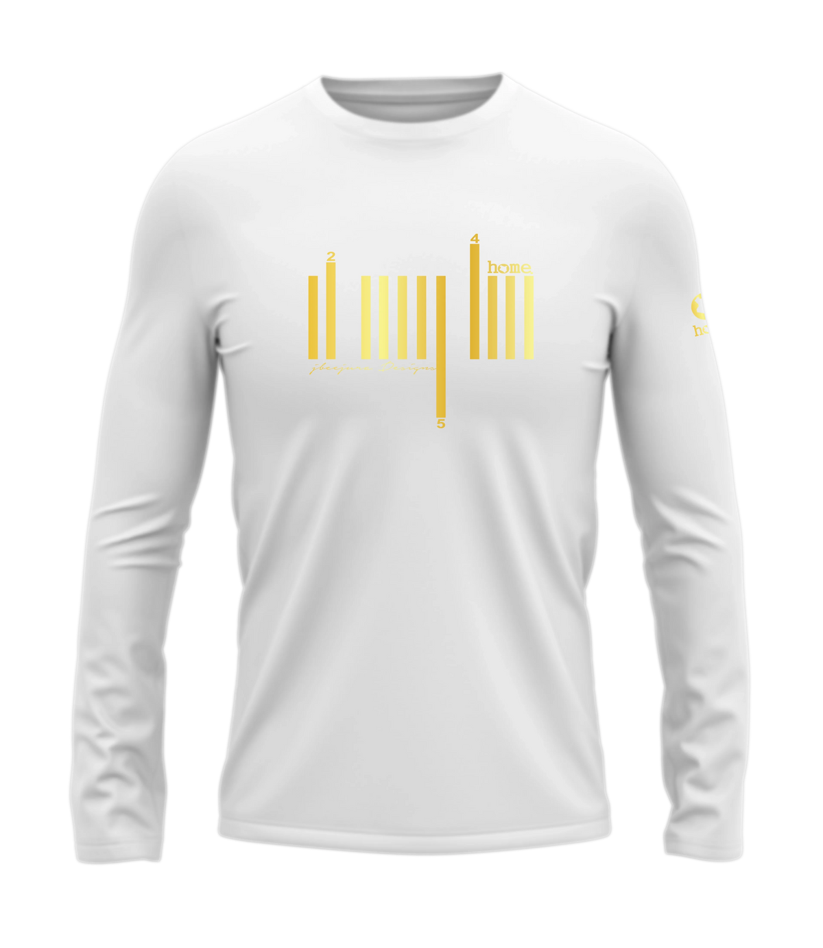 home_254 LONG-SLEEVED WHITE T-SHIRT WITH A GOLD BARS PRINT – COTTON PLUS FABRIC