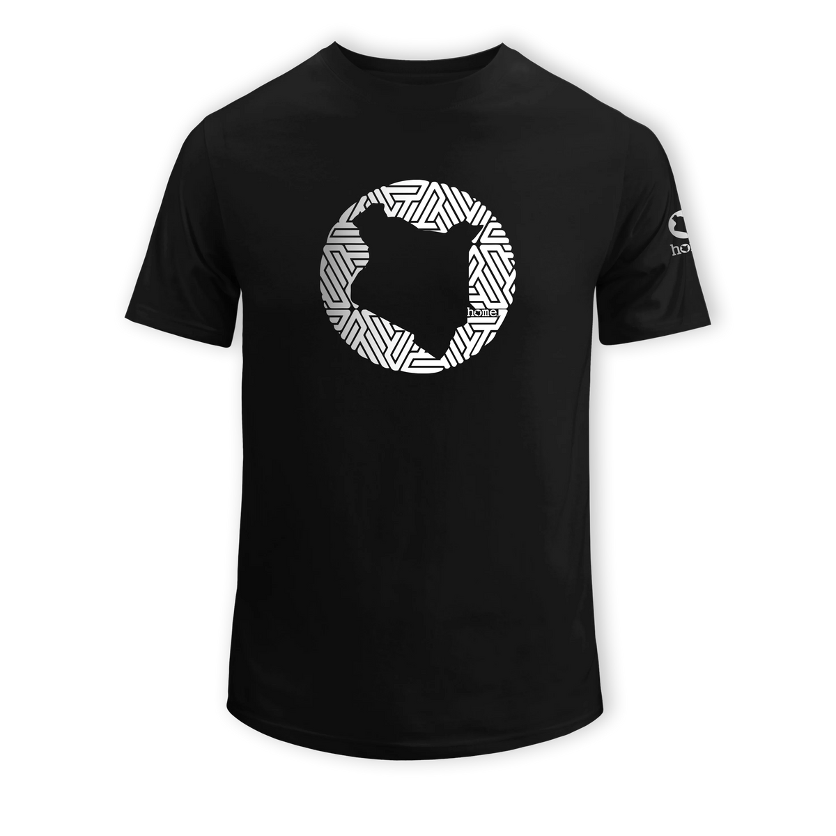 home_254 SHORT-SLEEVED BLACK T-SHIRT WITH A SILVER MAP PRINT – COTTON PLUS FABRIC