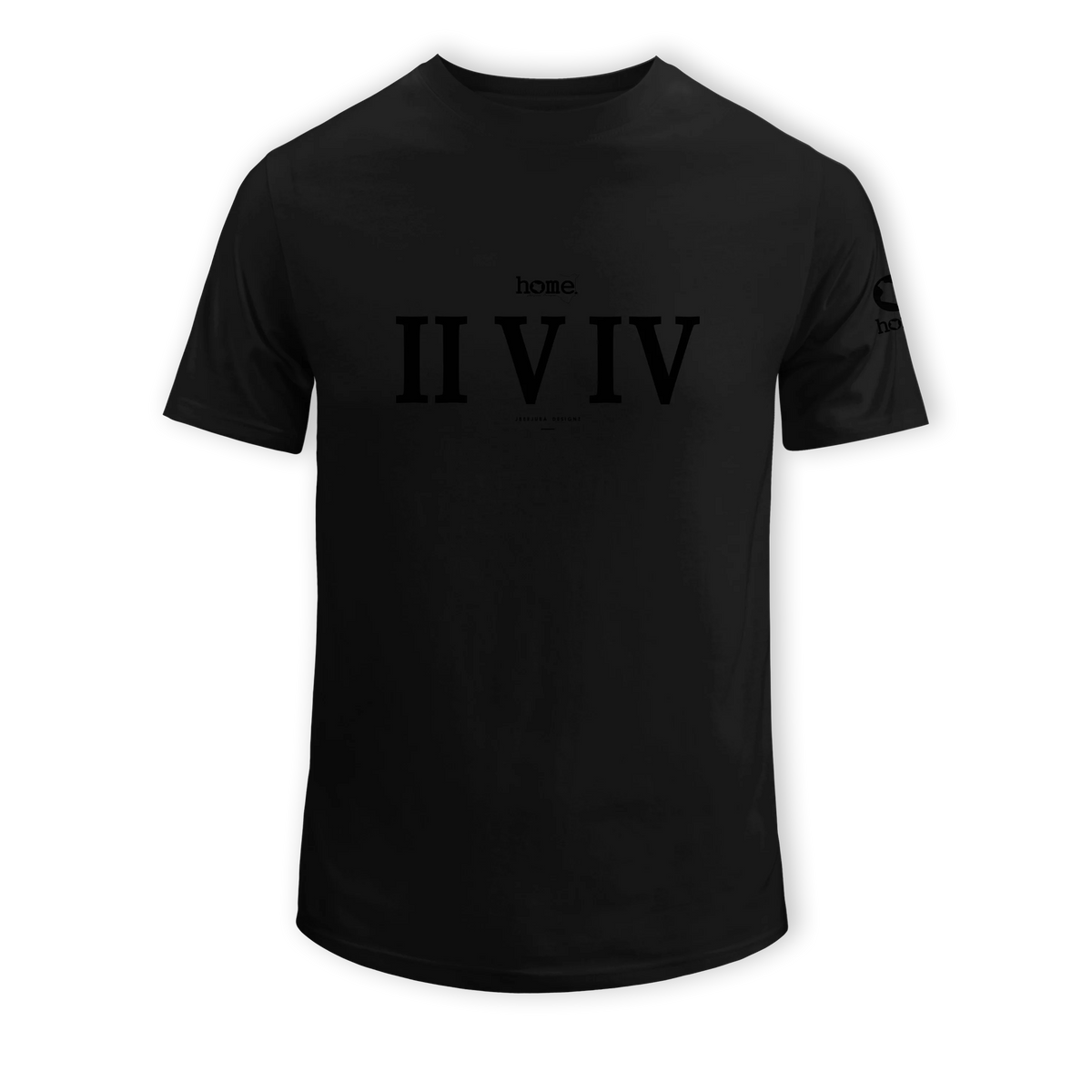 home_254 SHORT-SLEEVED BLACK T-SHIRT WITH A BLACK ROMAN NUMERALS PRINT – COTTON PLUS FABRIC