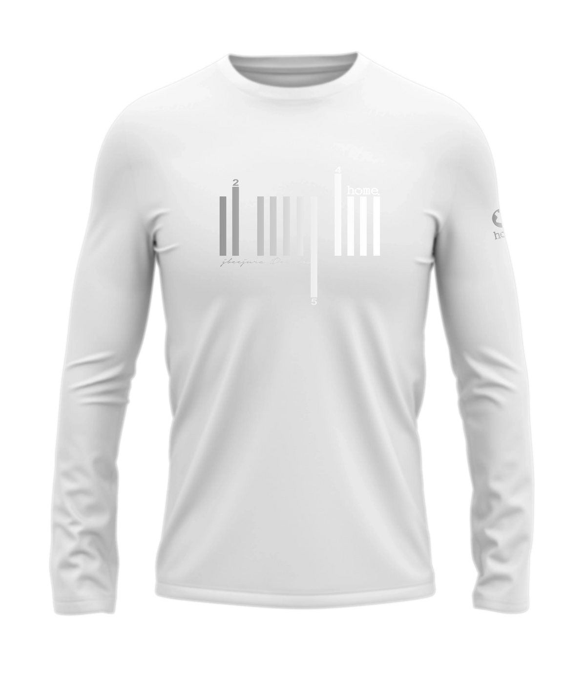 home_254 LONG-SLEEVED WHITE T-SHIRT WITH A SILVER BARS PRINT – COTTON PLUS FABRIC