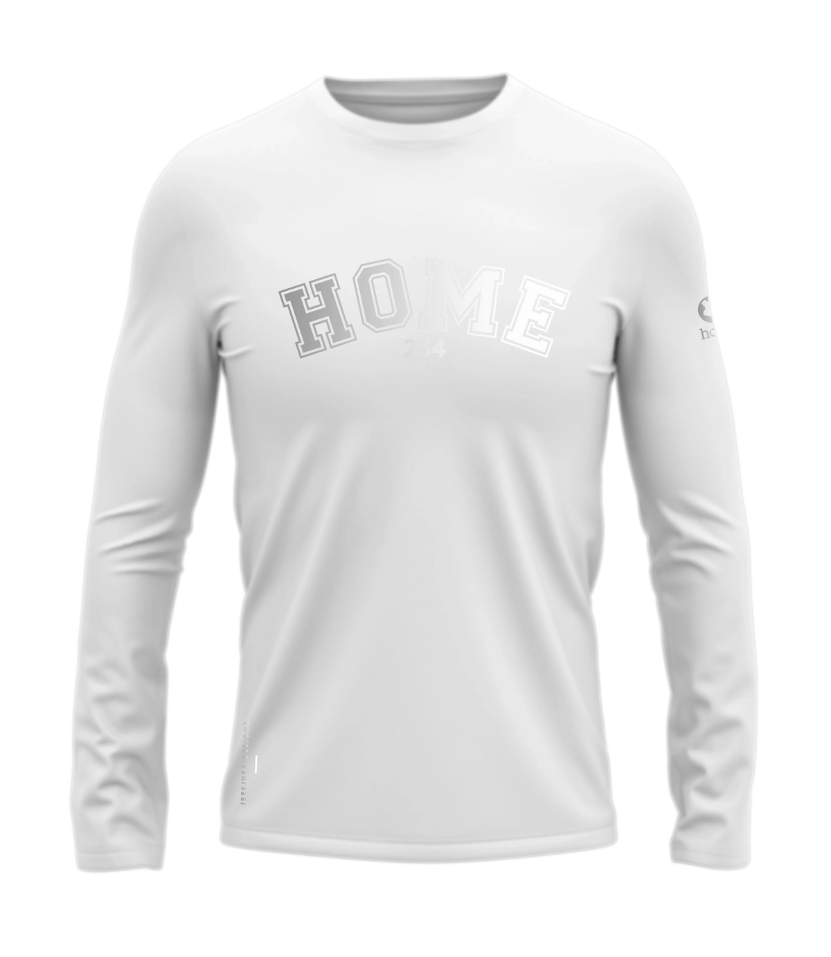 home_254 LONG-SLEEVED WHITE T-SHIRT WITH A SILVER COLLEGE PRINT – COTTON PLUS FABRIC