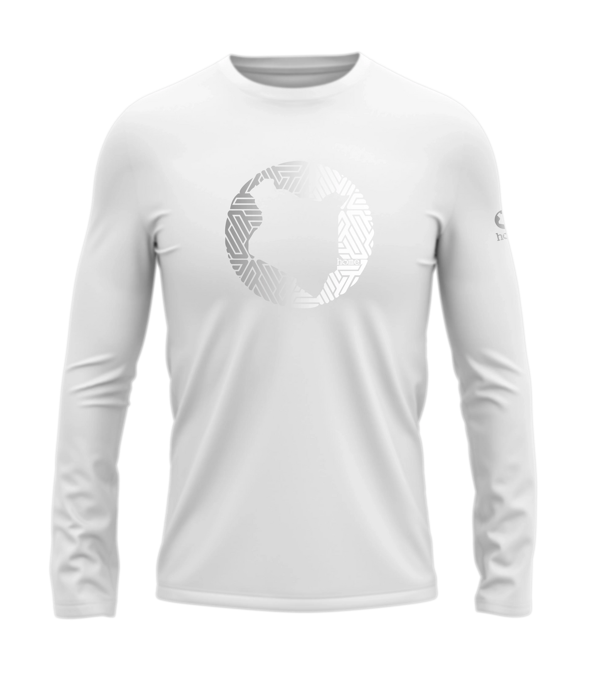 home_254 LONG-SLEEVED WHITE T-SHIRT WITH A SILVER MAP PRINT – COTTON PLUS FABRIC