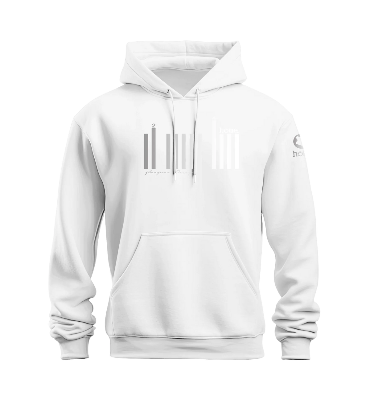 home_254 NUVETRA™ WHITE HOODIE WITH A SILVER BARS PRINT 