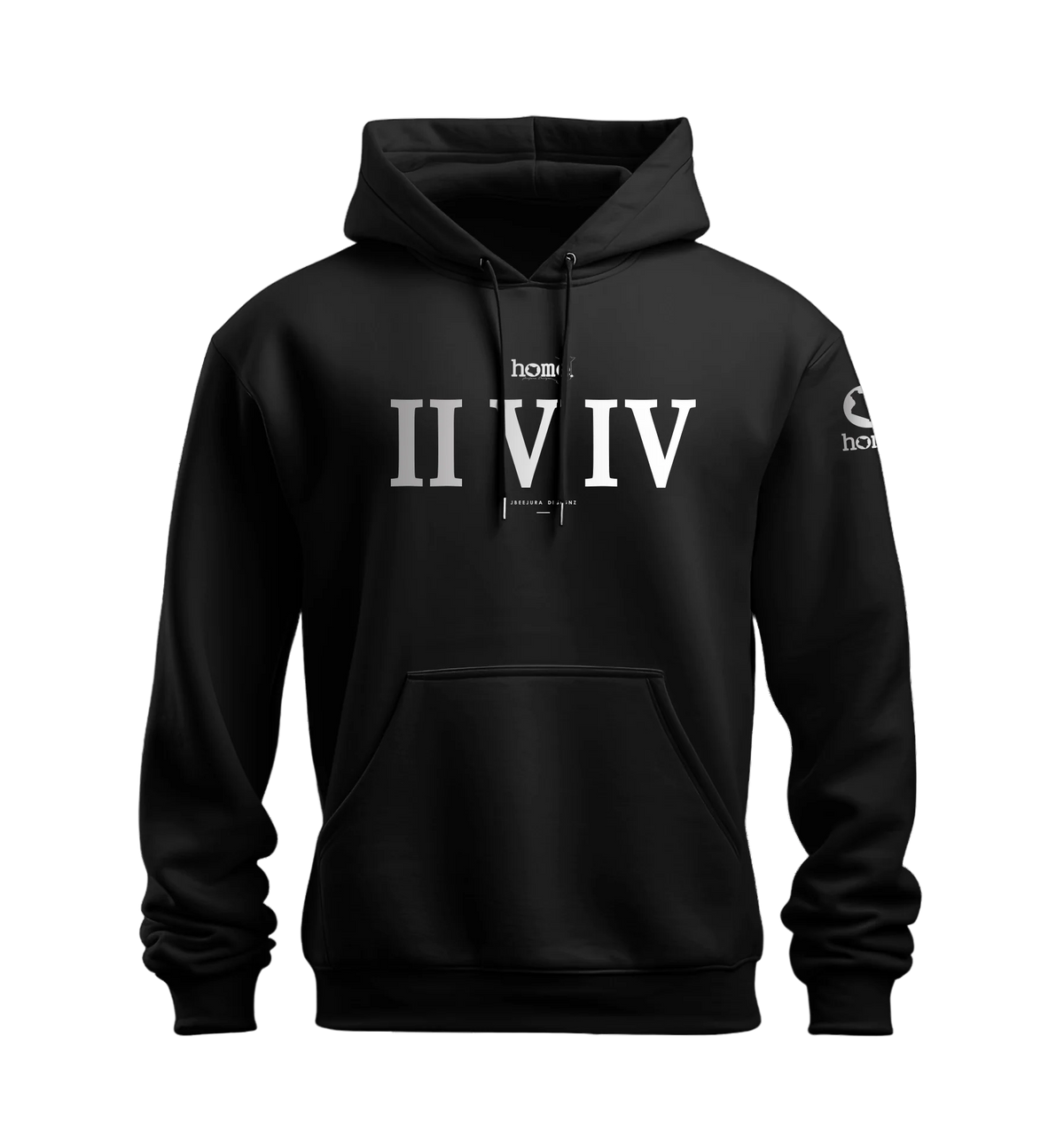 home_254 NUVETRA™ HOODIE WITH A SILVER ROMAN NUMERALS PRINT 