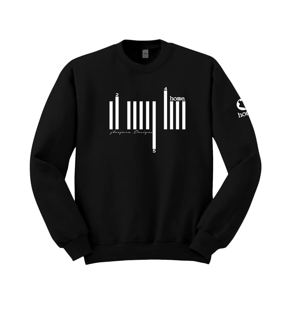 home_254 BLACK SWEATSHIRT (HEAVY FABRIC) WITH A WHITE BARS PRINT