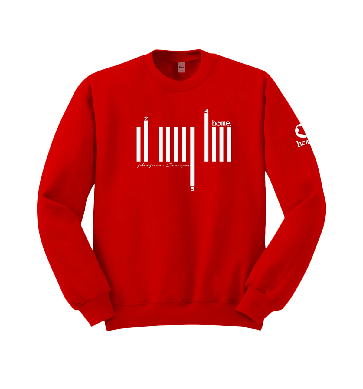 home_254 RED SWEATSHIRT WITH A WHITE BARS PRINT