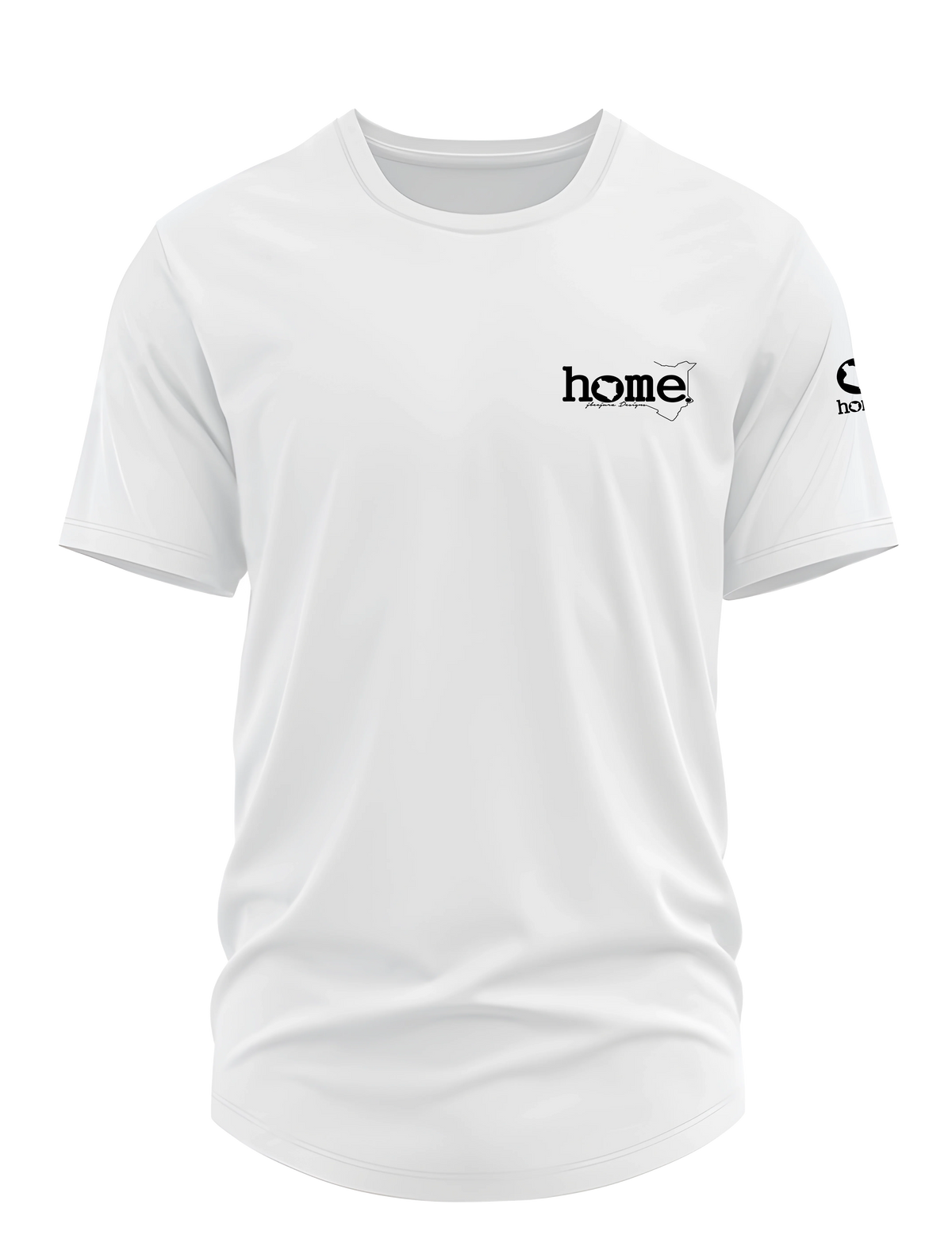 home_254 SHORT-SLEEVED WHITE CURVED HEM T-SHIRT WITH A BLACK TAG PRINT – CLASSIC MAN COLLECTION