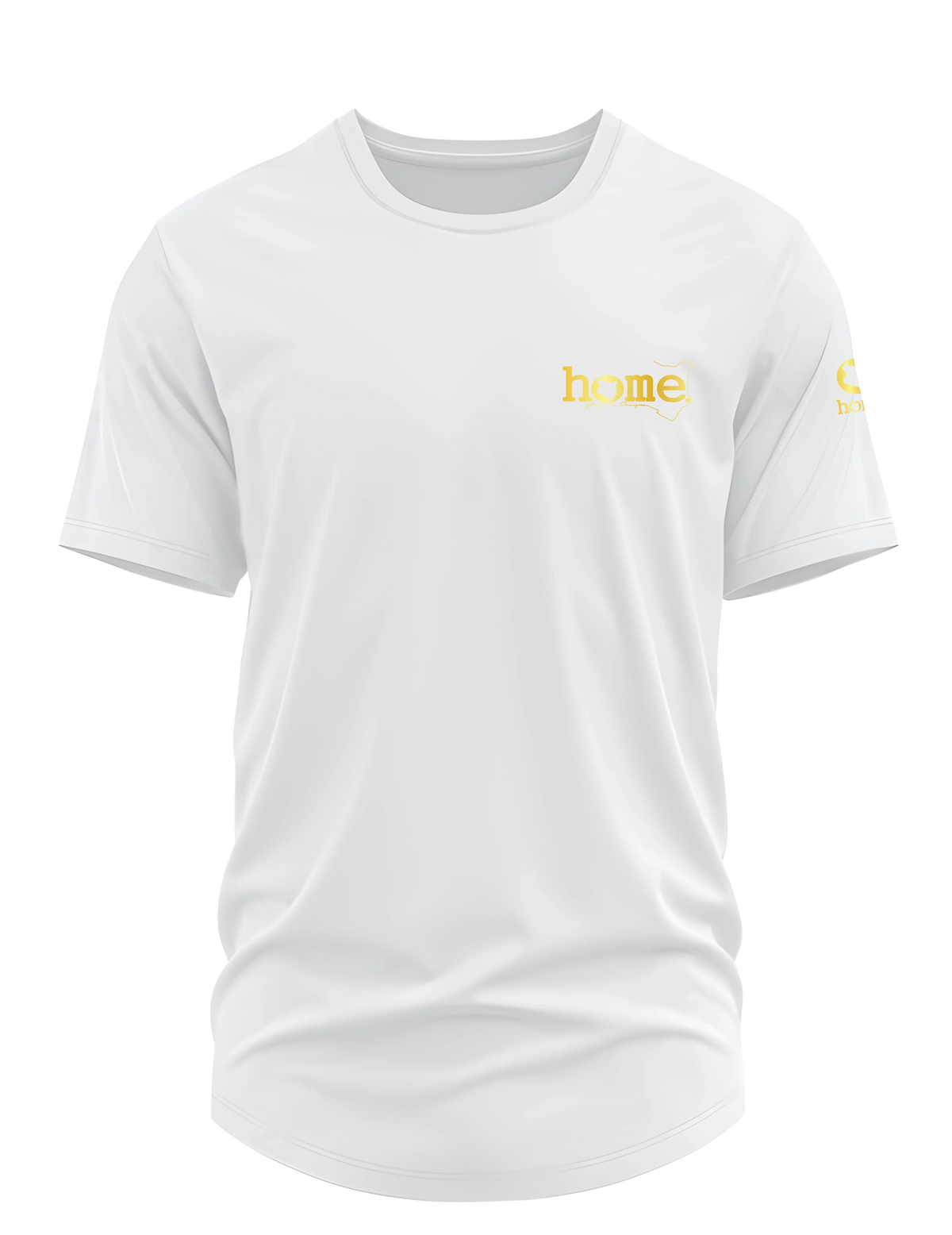 home_254 SHORT-SLEEVED WHITE CURVED HEM T-SHIRT WITH A GOLD TAG PRINT – CLASSIC MAN COLLECTION