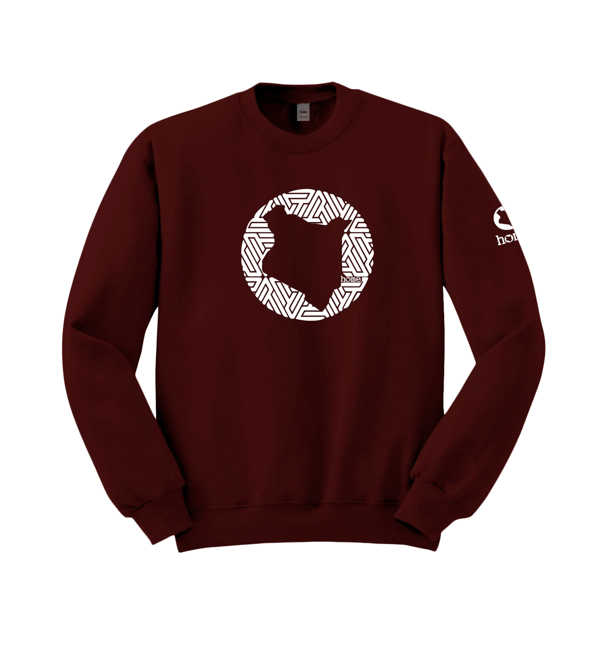 home_254 MAROON SWEATSHIRT (MID-HEAVY FABRIC) WITH A WHITE MAP PRINT