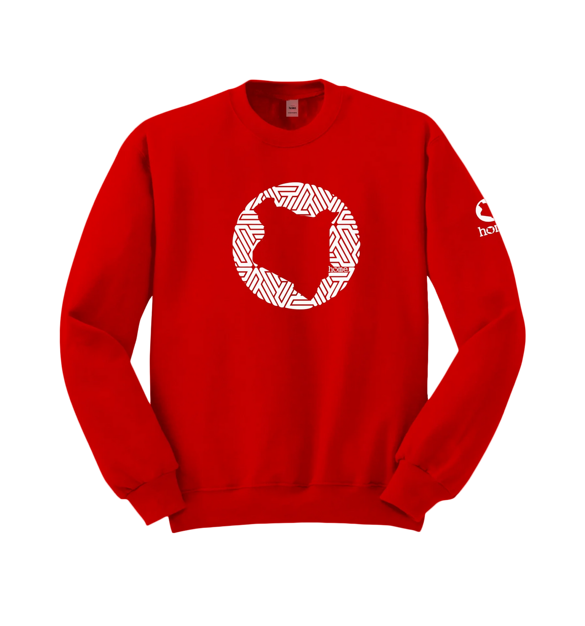 home_254 RED SWEATSHIRT WITH A WHITE MAP PRINT