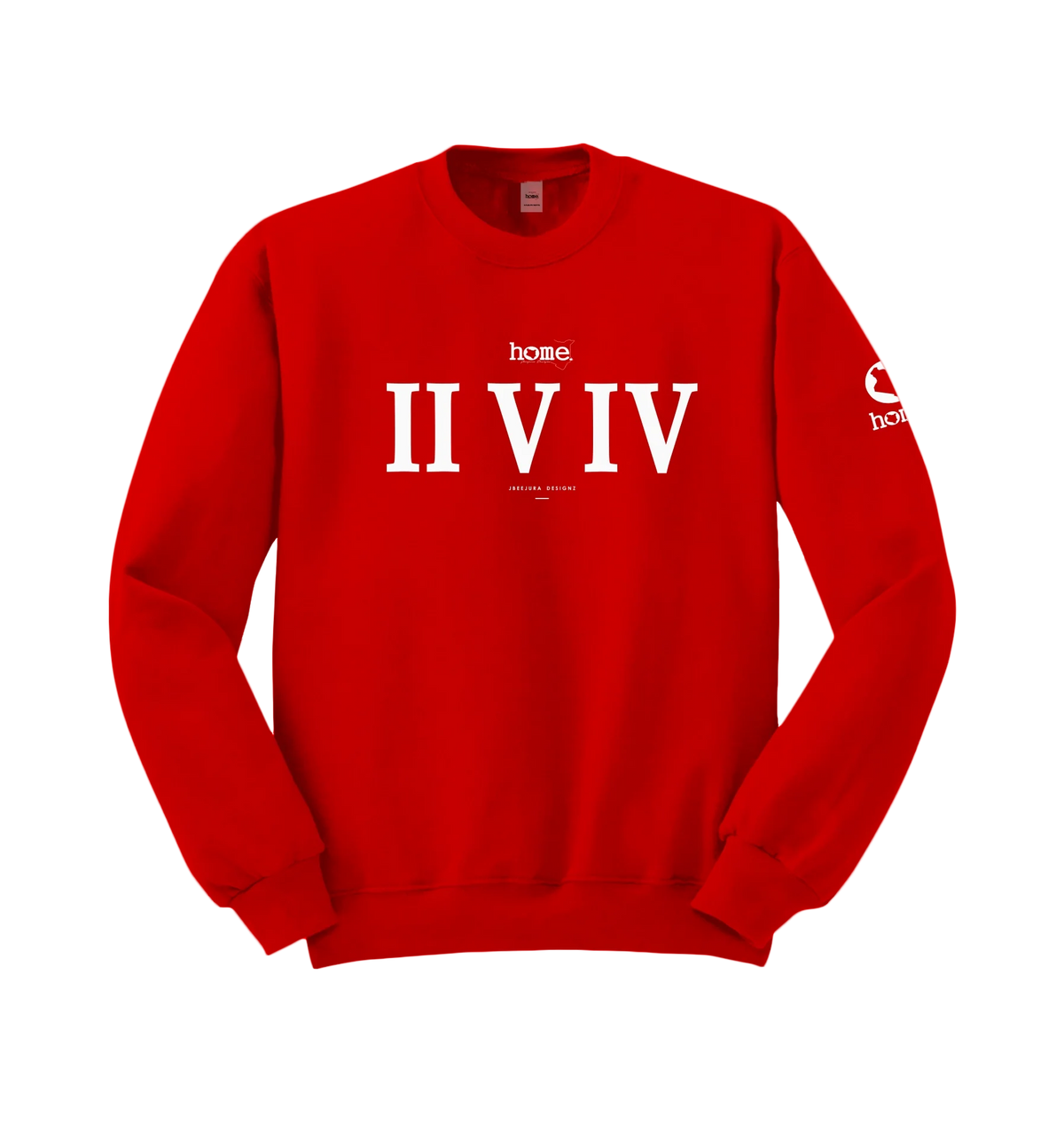 home_254 RED SWEATSHIRT WITH A WHITE ROMAN PRINT